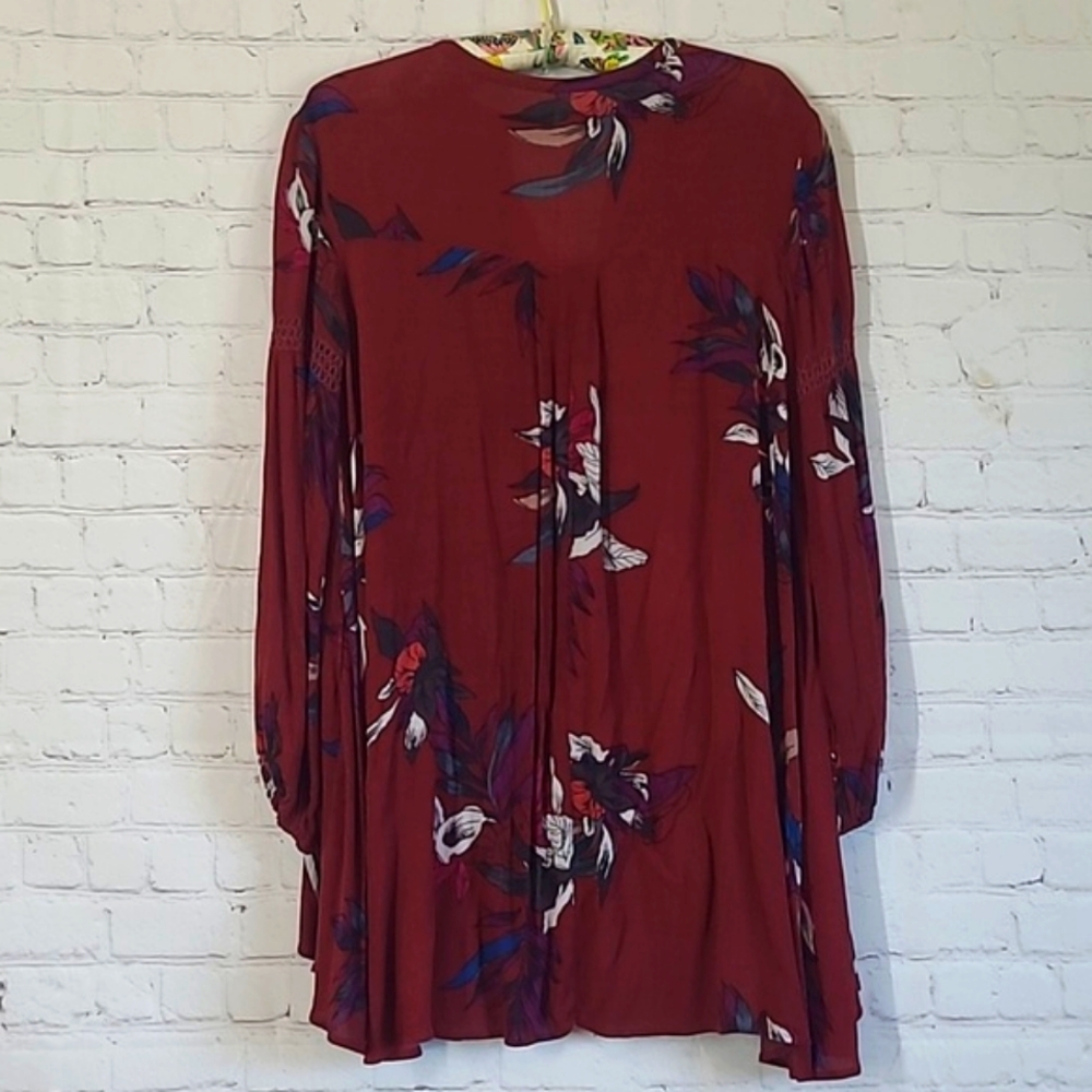 Free People Electric Orchid Tree Swing Tunic Dress Red Boho Peasant Festival XS - Picture 12 of 17